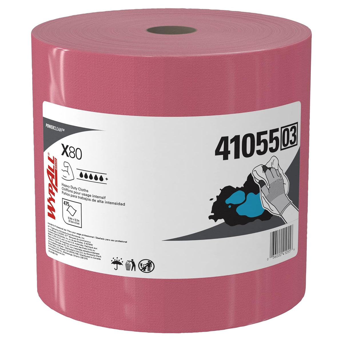 Heavy Duty Cloths Jumbo Roll, Red, 475 Sheets C34368