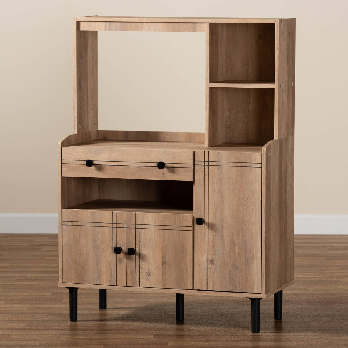 3-Door Wood Kitchen Storage Cabinet Oak Brown U141
