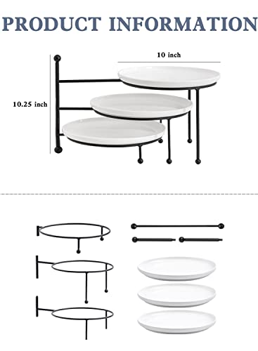 3 Tiered Serving Stand with White Porcelain Plates W426443