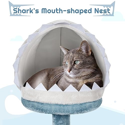 Ocean-Themed Cat Tree Multi-Level Cat Tower Plush Cat Furniture Q505570