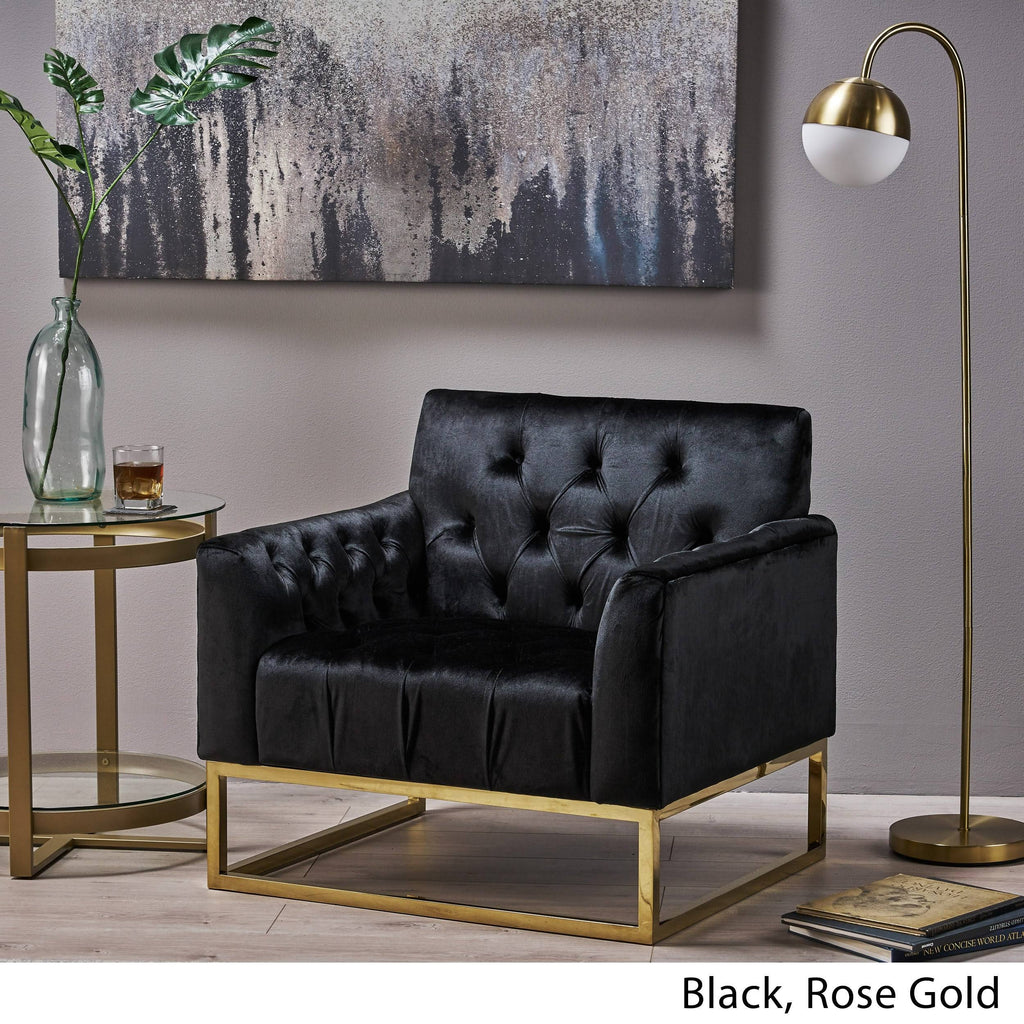 Black Velvet Arm Chair A11665