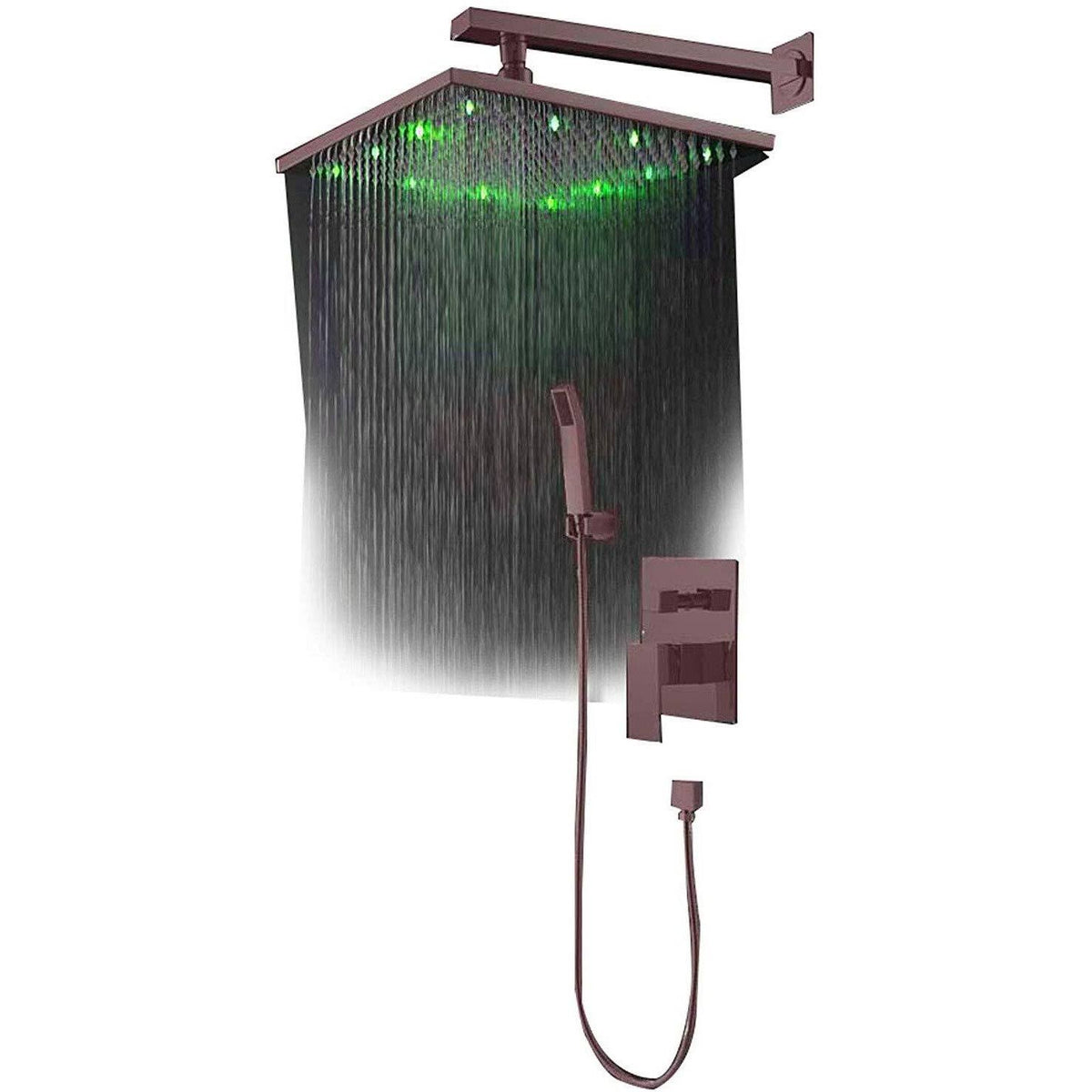 12x22 Rainfall LED Shower Set Double-Function Valve, Brass Handheld Shower Oil Rubbed Bronze G32491