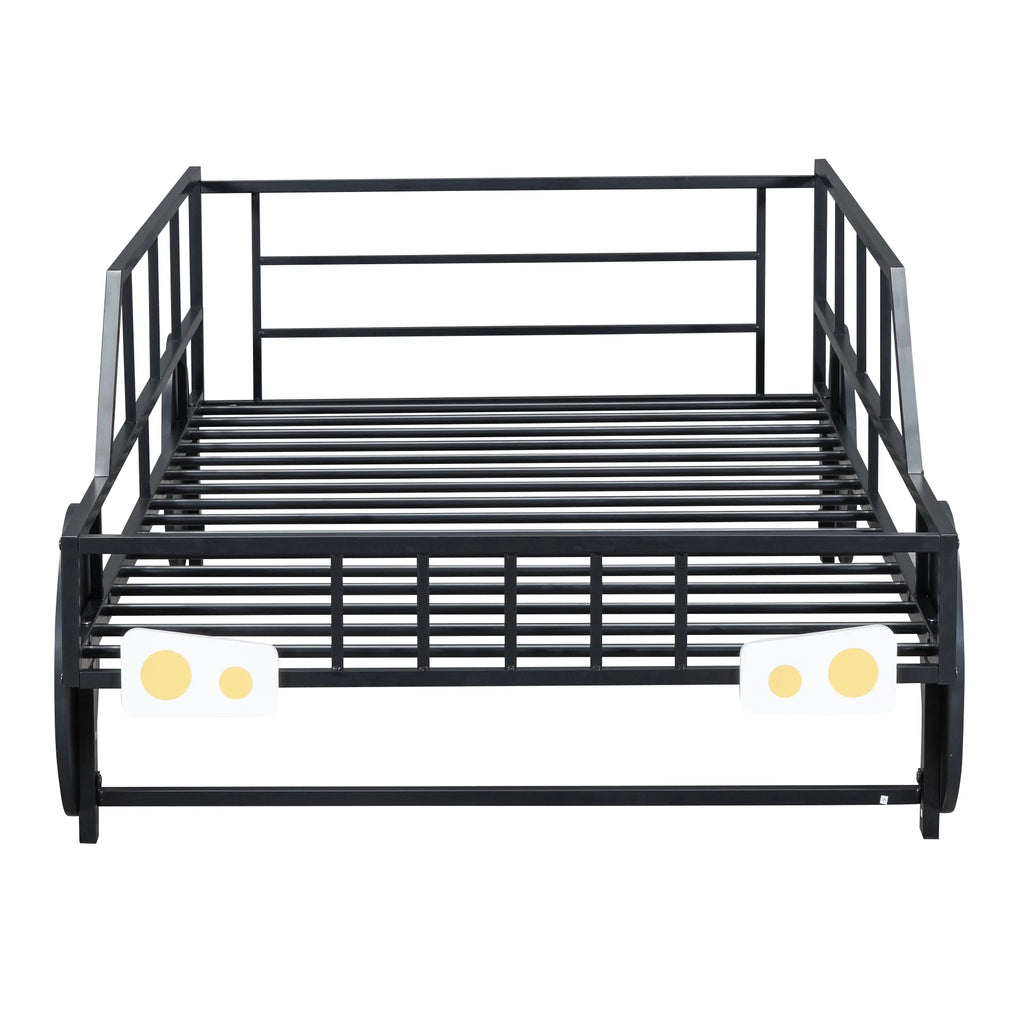 Twin Size Metal Bed Frame with Headboard and Guardrail F6057