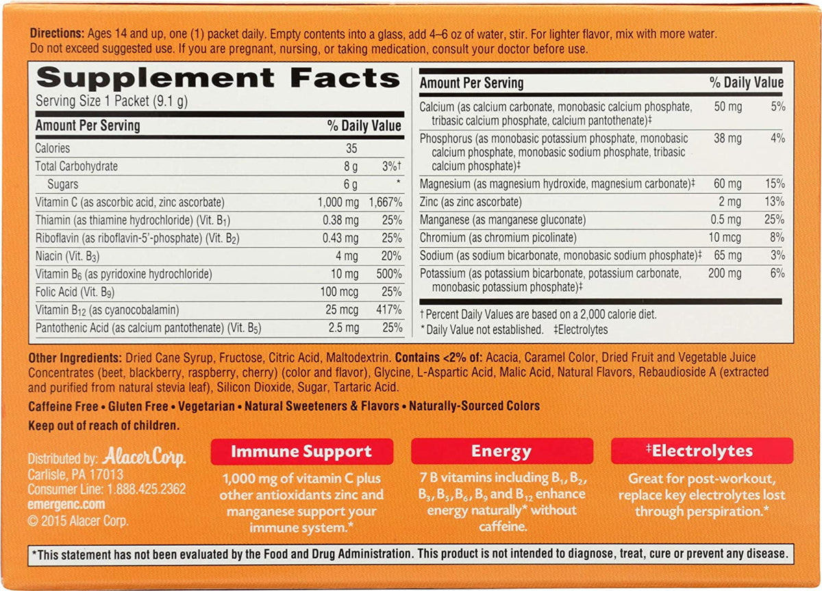 Raspberry Flavor Vitamin C Powder, 30 Count K478
