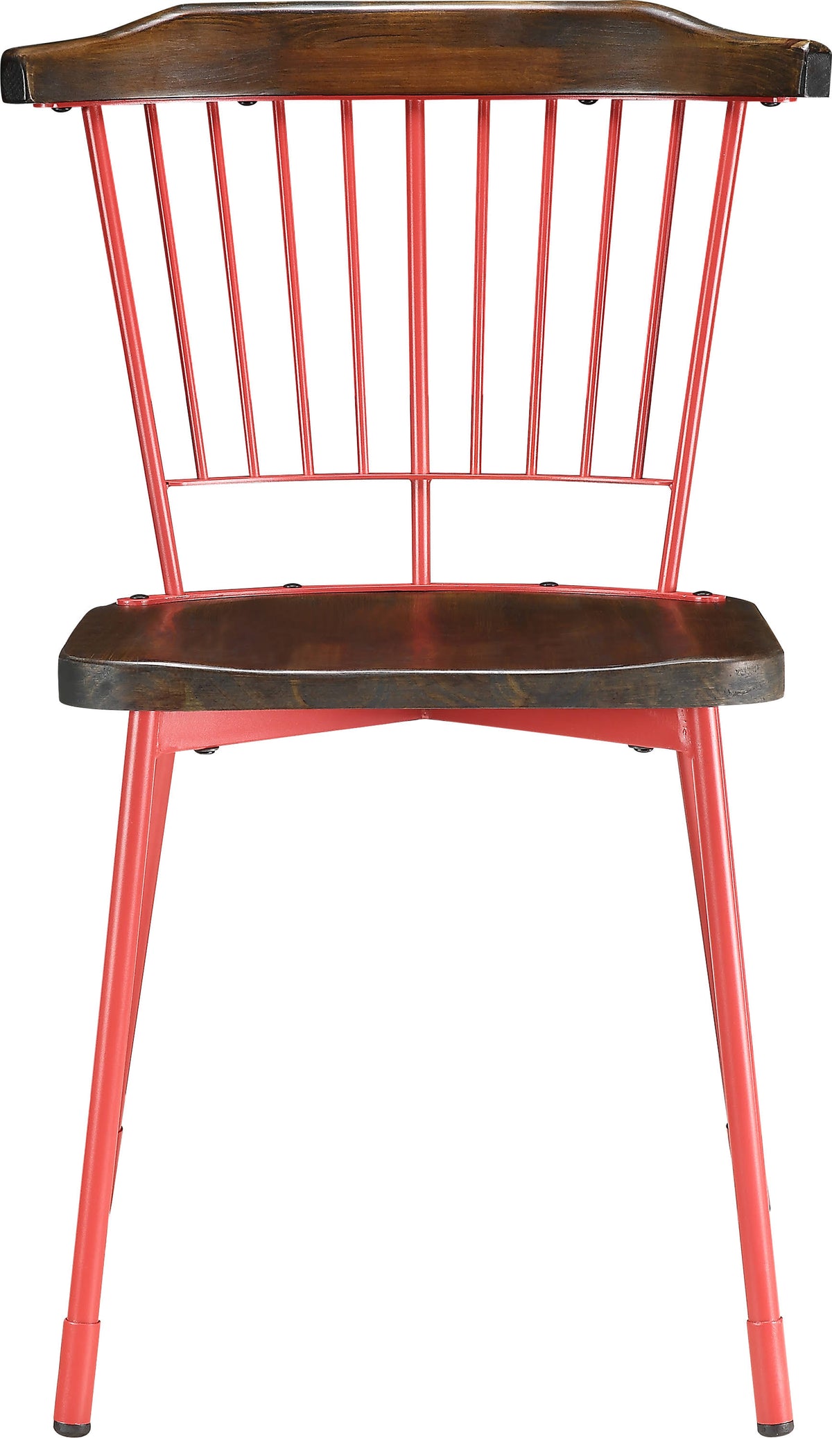 Red & Brown Oak Side Chair Set of 2 E9036