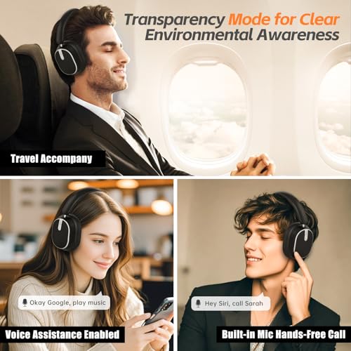Active Noise Cancelling Wireless Over Ear Bluetooth Headphones U91166