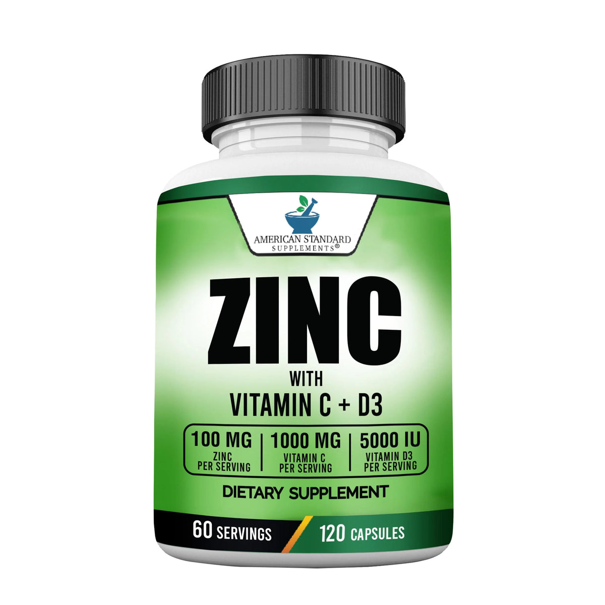 Zinc Vitamin C Vitamin D3 120 Capsules Non-GMO Gluten-Free Supplement H4449