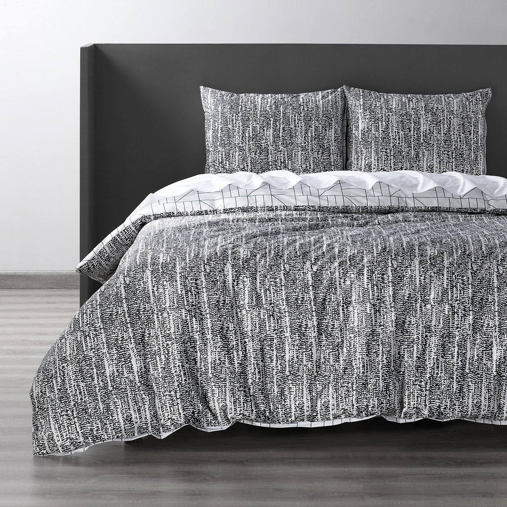 Blue Cotton Percale Reversible Duvet Cover Set Queen O66620