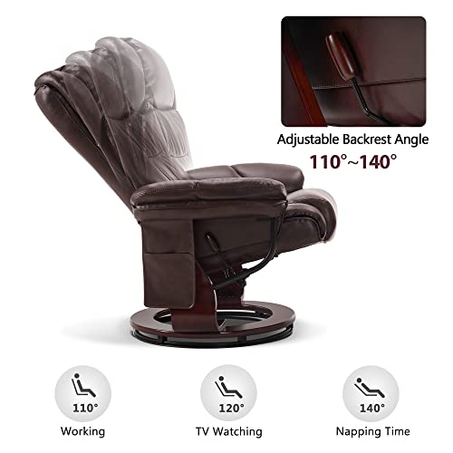 Grey Faux Leather Swivel Recliner with Ottoman Y59194