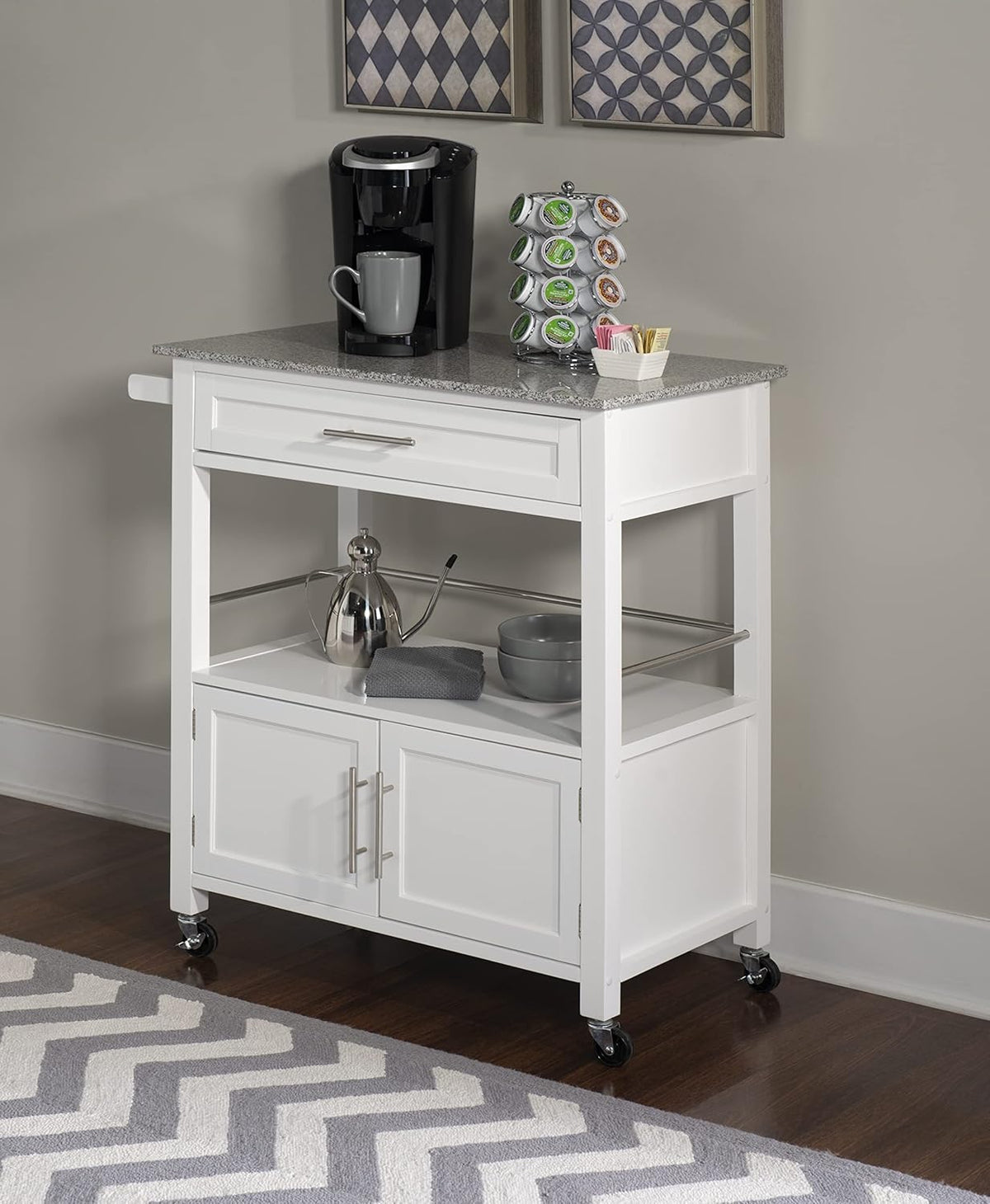 White Kitchen Cart D398