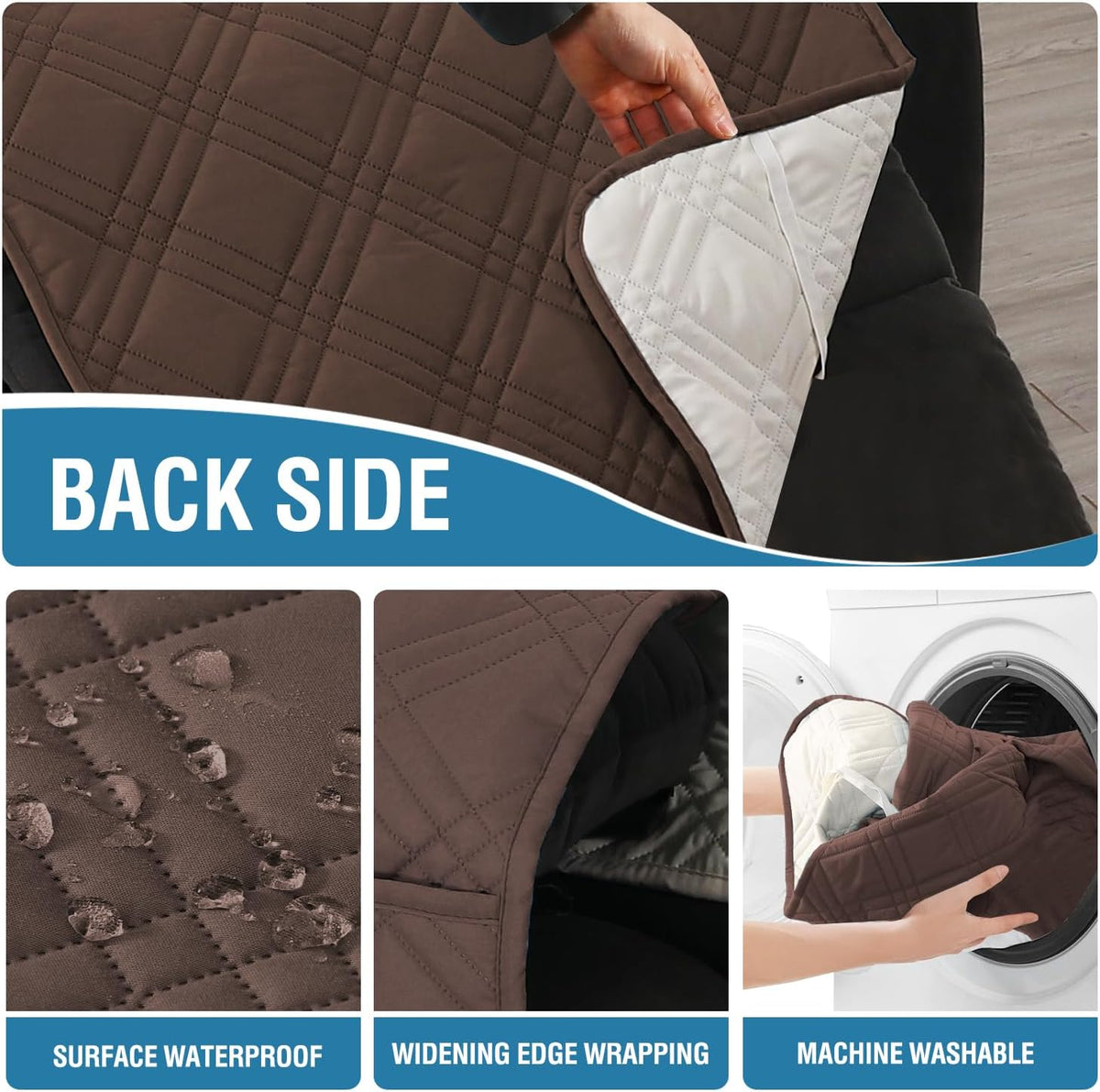 Oversized Recliner Cover 1-Piece Reversible with Elastic Straps Y90936