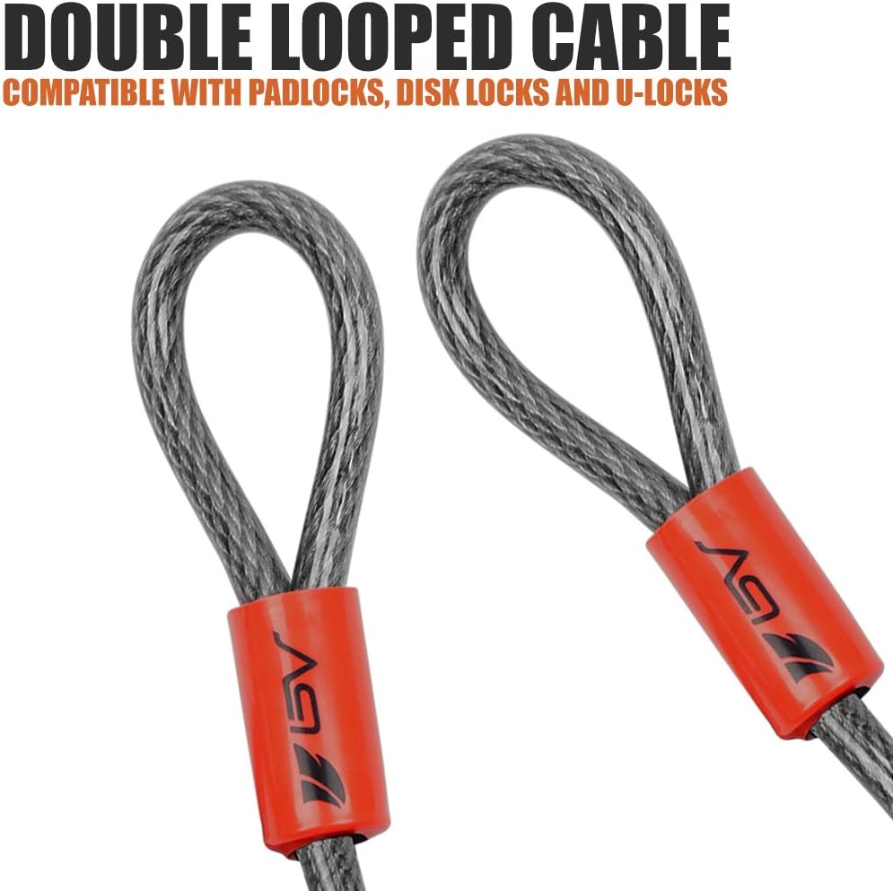 30FT Braided Steel Security Cable with Loops 3/8 Inch Set of 2 A288