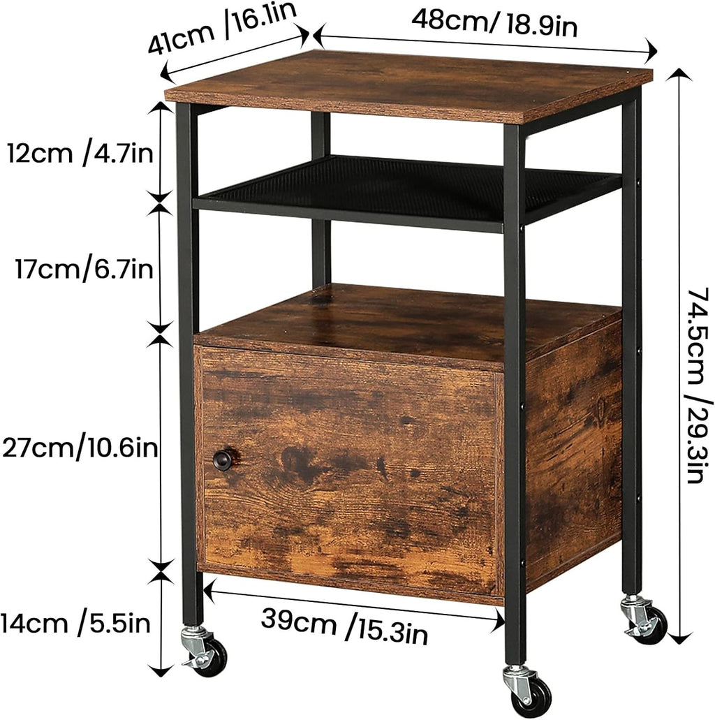 4-Tier Rolling Printer Cart with Storage Shelves K72849