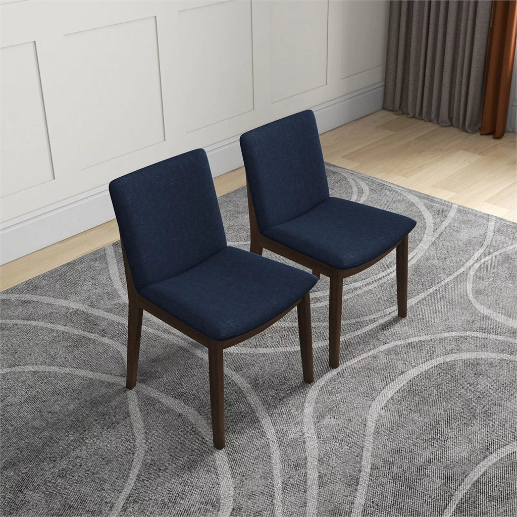 Navy Blue Fabric Dining Chair Set of 2 Y772005