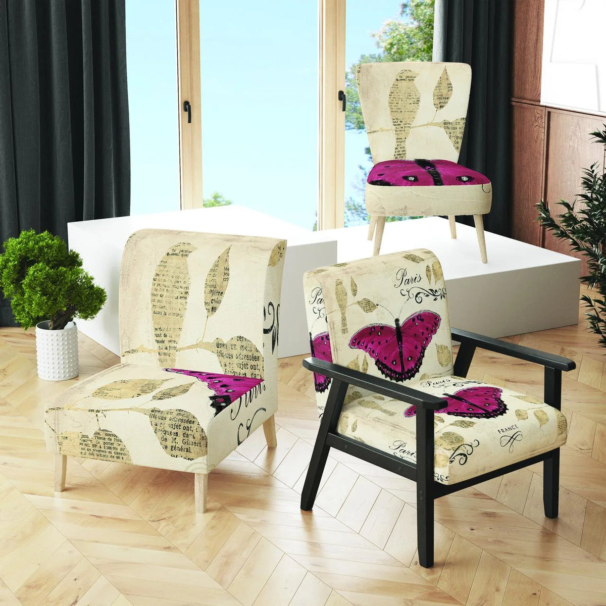 Red Butterfly Upholstered Accent Chair N559612