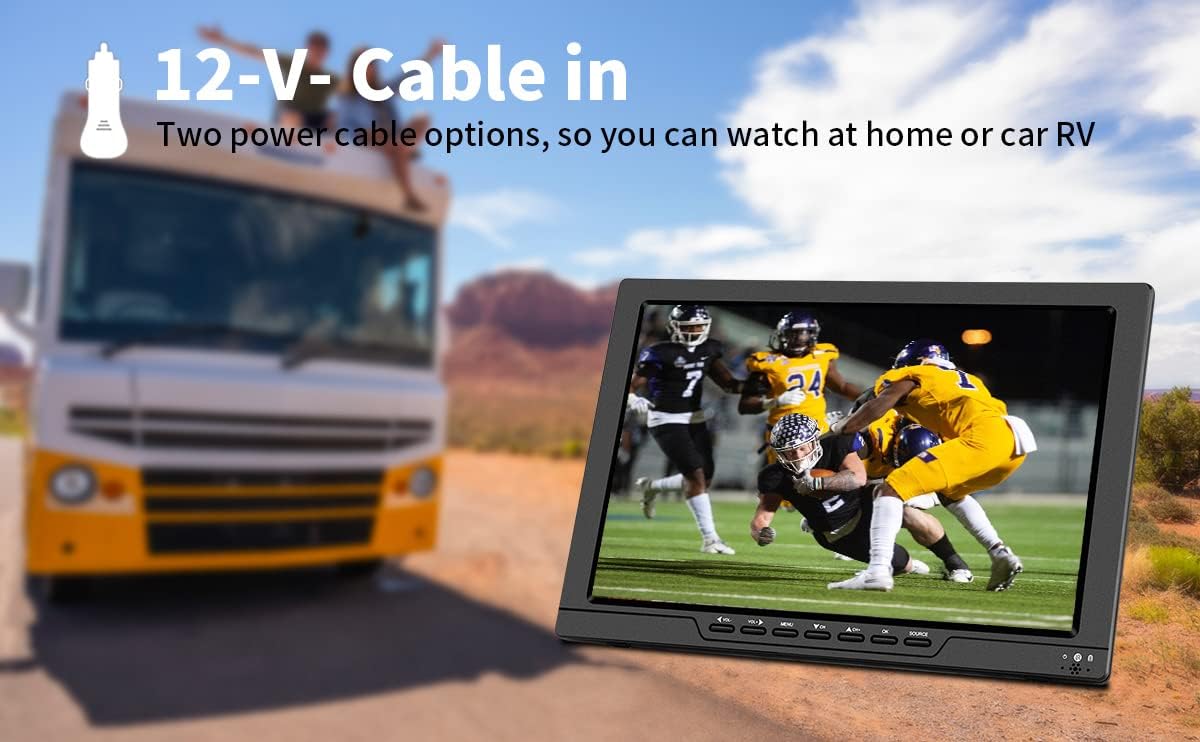 13.3 Inch Portable TV with ATSC Digital TV, Rechargeable Battery O758798