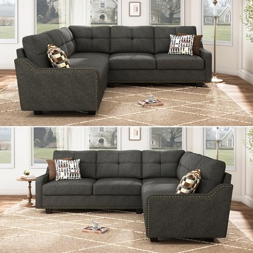 Dark Grey Convertible Sectional Sofa V916