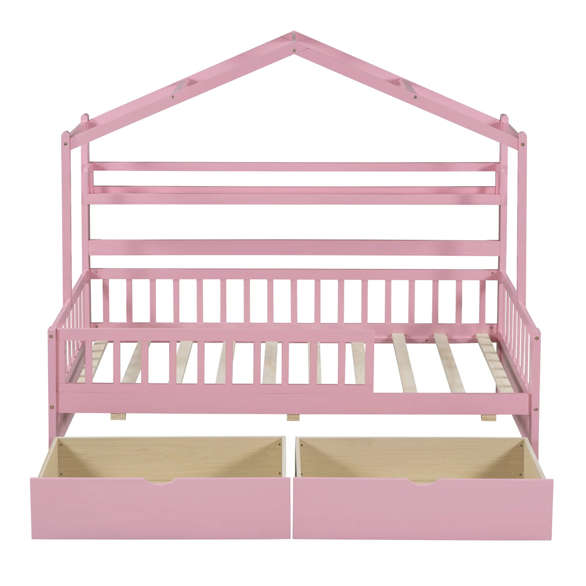 Twin Size Wooden House Bed with 2 Drawers W2905