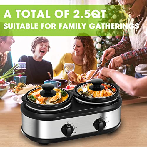 2 X 1.25QT Mini Slow Cooker with Adjustable Temp G948