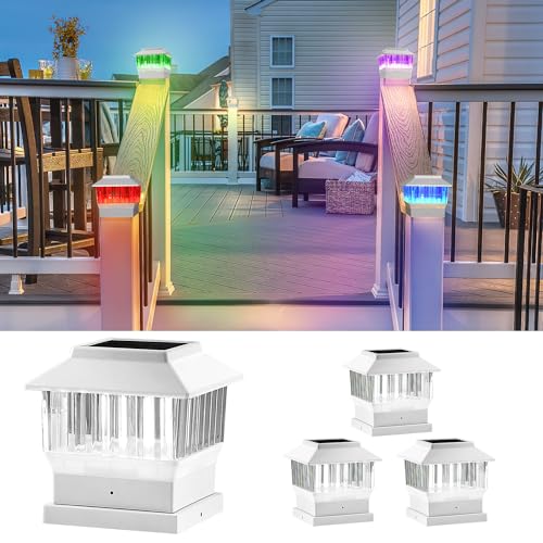50 Lumen Solar Post Lights, 3 Modes, 4x4 3.5x3.5 4.5x4.5 5.5x5.5, LED, Waterproof, Black, 1 Pack M906266