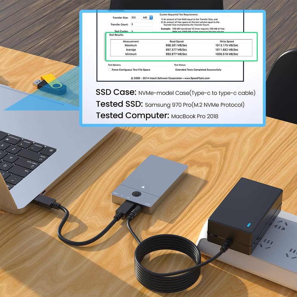 USB C 10Gbps Dual-Bay M.2 NVME SSD Enclosure with Offline Clone N1878