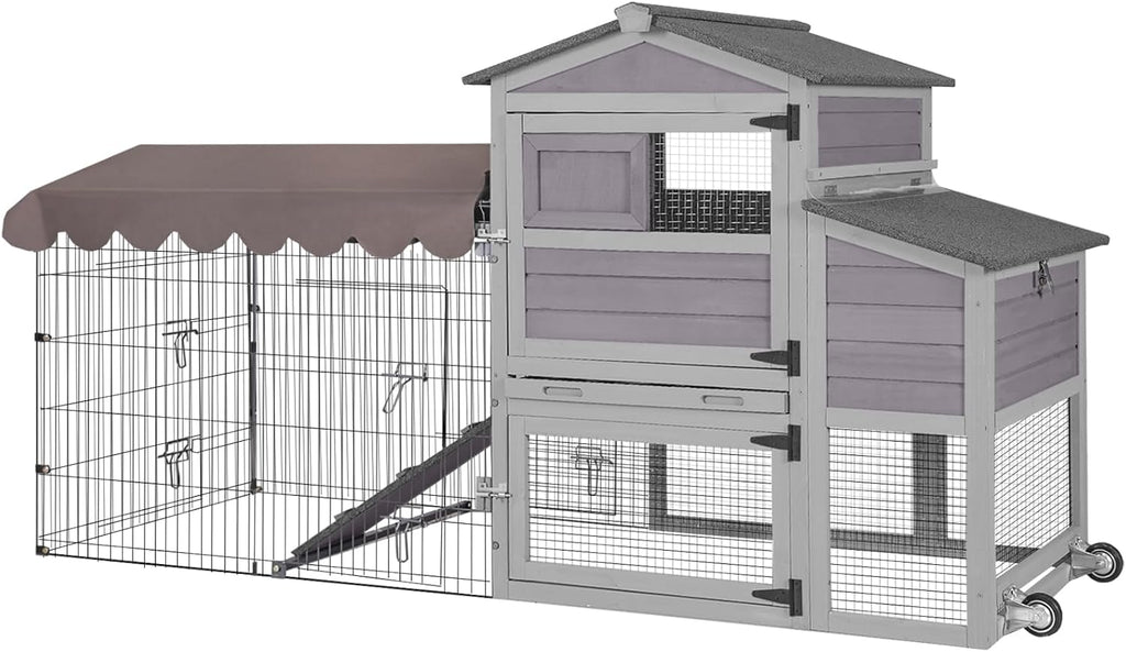 Large All-Steel Frame Chicken Coop with Metal Run H640