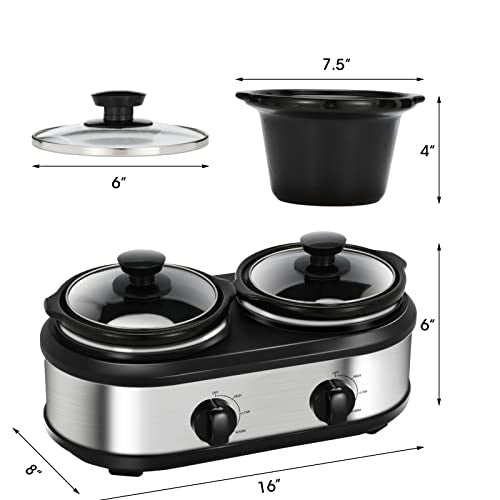 2 X 1.25QT Mini Slow Cooker with Adjustable Temp G948