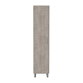 Tall Narrow Storage Cabinet with 5-Tier Shelf and Broom Hangers, Concrete Gray S758
