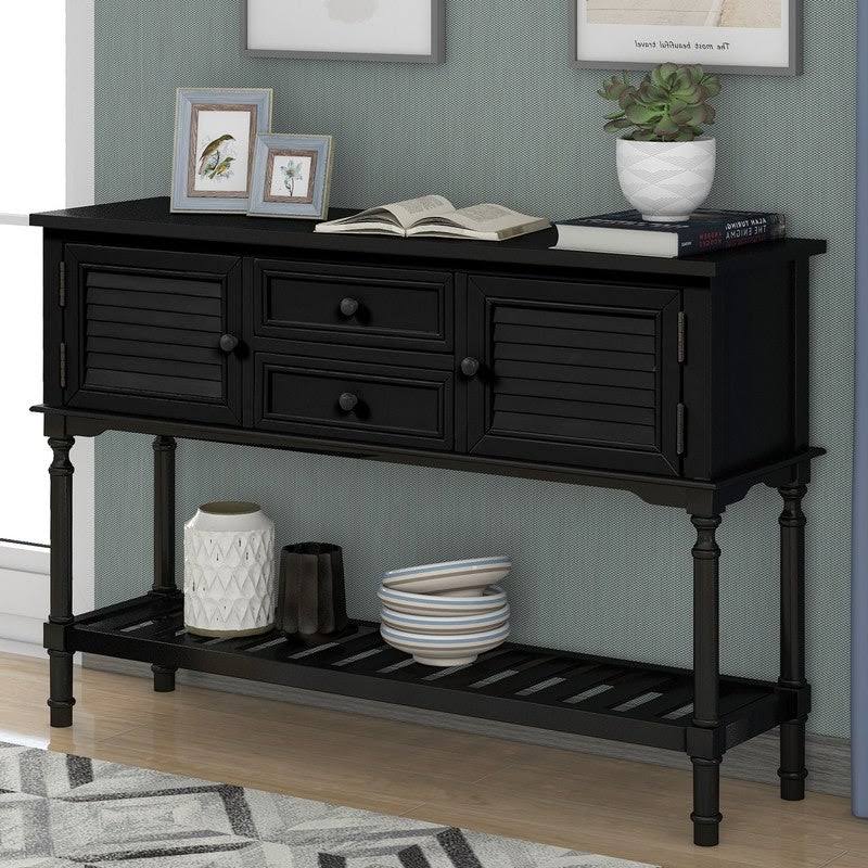 Modern Console Table with 2 Drawers, 2 Cabinets and 1 Shelf - Red C5071