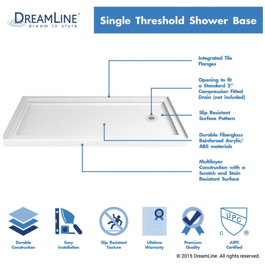 36 in. x 60 in. Single Threshold Shower Base X5658