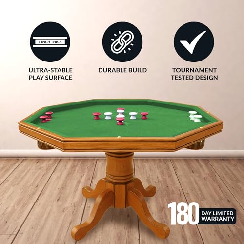 Oak 3 in 1 Octagon Poker Table with Bumper Balls, Cues, Chalk, Brush S5200