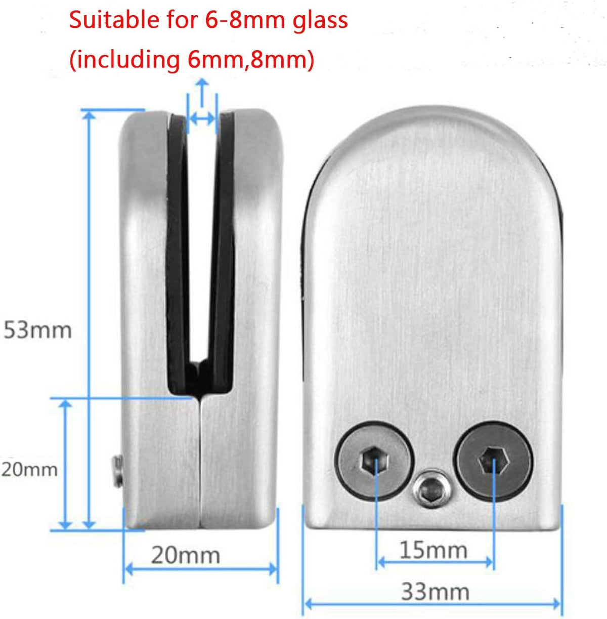 24 Pcs Stainless Steel Glass Clamps 6-8mm Adjustable Z886604