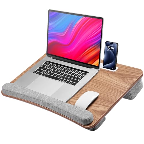 Brown Lap Desk with Cushion and Extra Storage Pocket G4153