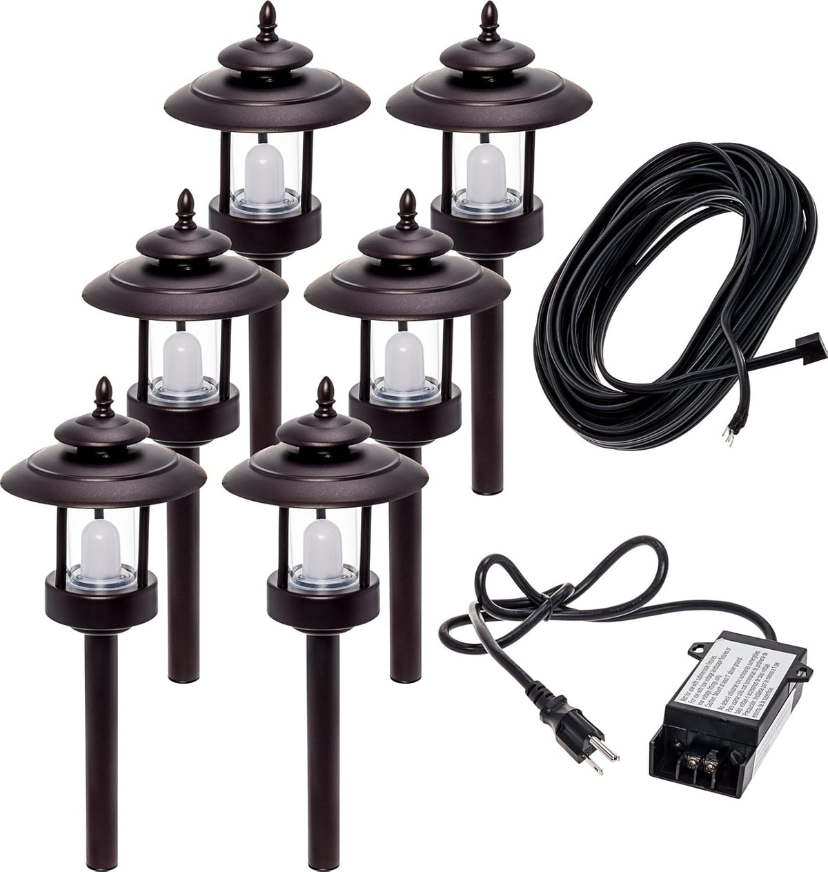6 Pack 100 Lumen Low Voltage LED Pathway Light Landscape Kit H389