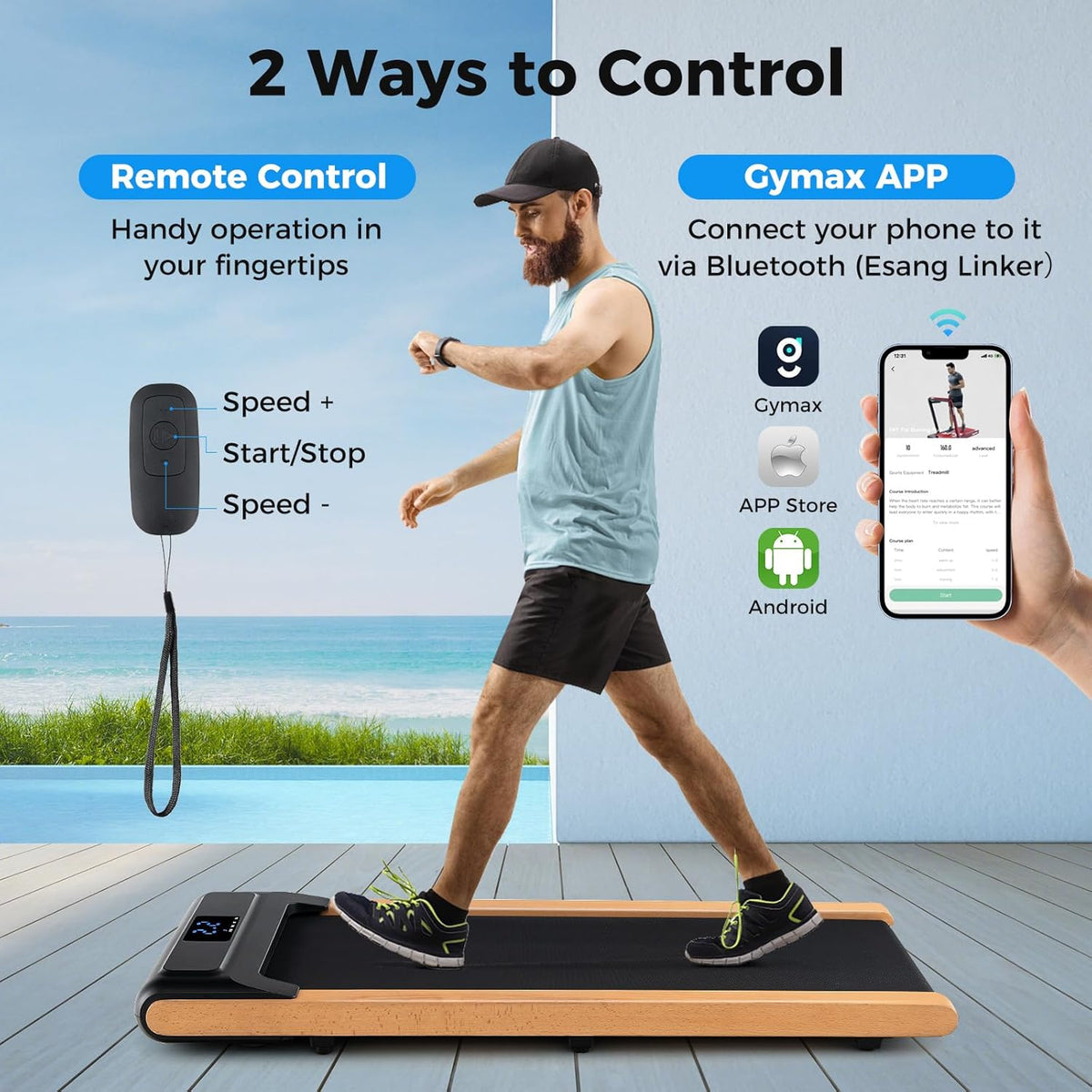 Walking Pad Treadmill with Remote Control and LED Display Q670