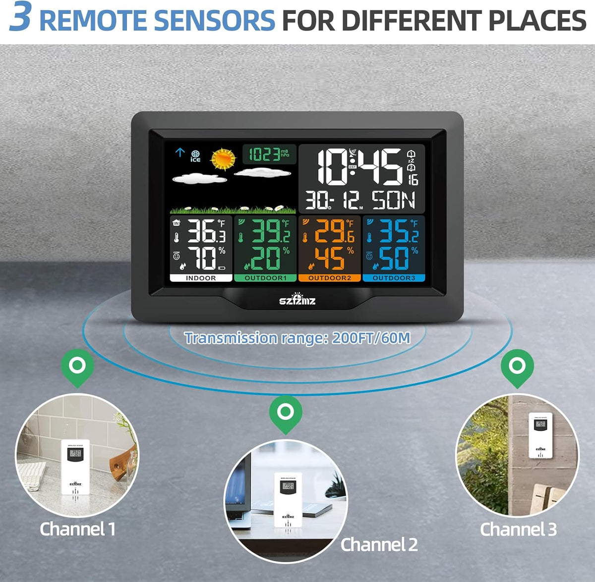 Wireless Indoor Outdoor Weather Station with Color Display S878