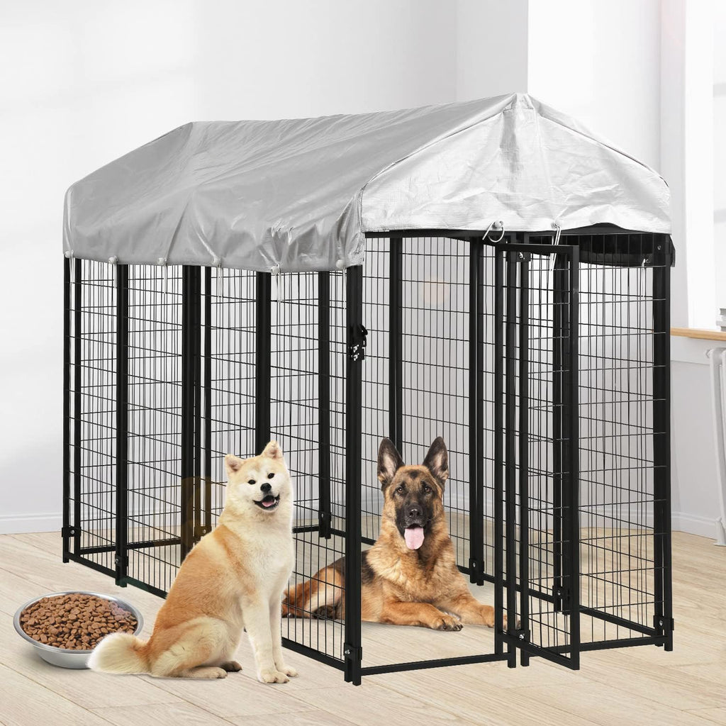 8 X 4 X 6ft Metal Welded Wire Dog Kennel with Roof H398