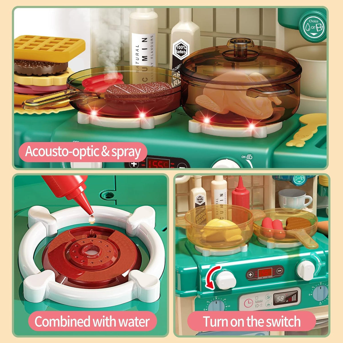 50 Pcs Kitchen Playset with Chef's Uniform, Green S809635
