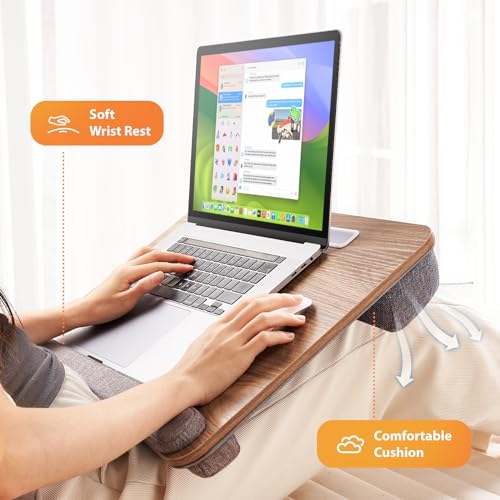 Brown Lap Desk with Cushion and Extra Storage Pocket G4153