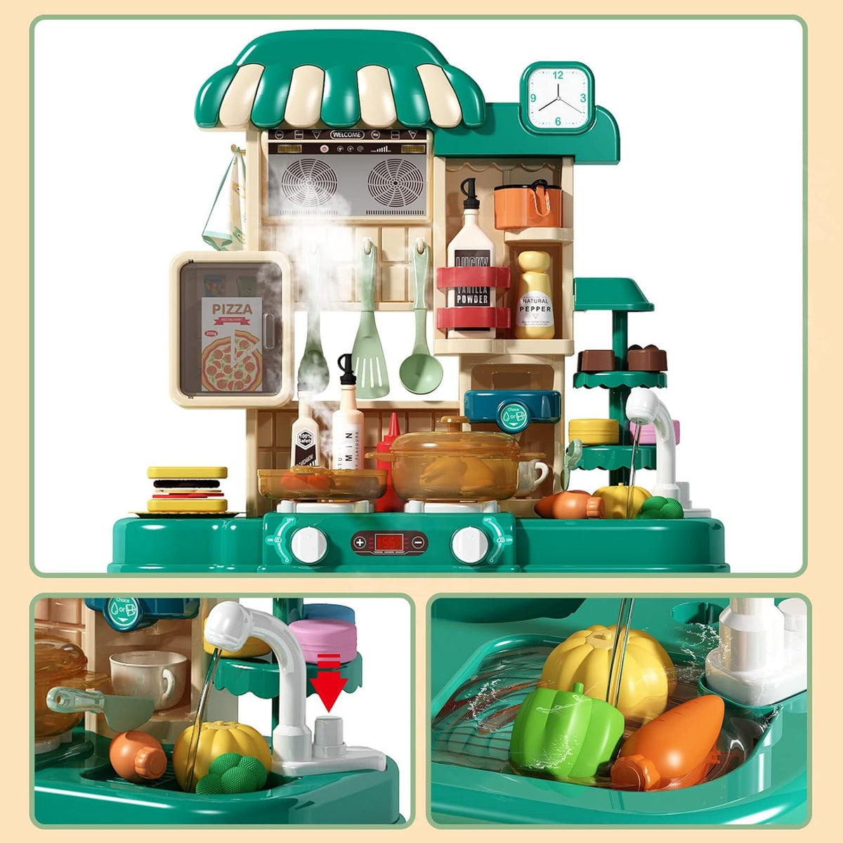 50 Pcs Kitchen Playset with Chef's Uniform, Green S809635