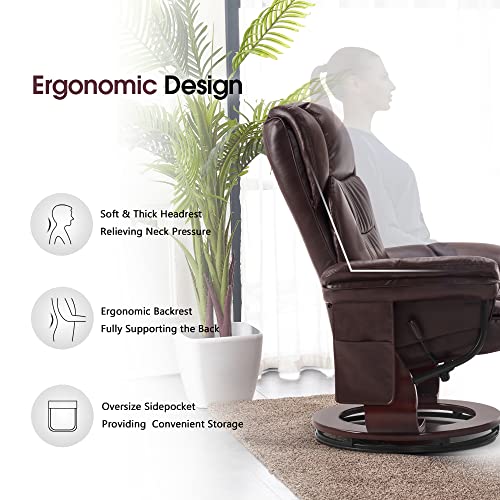 Grey Faux Leather Swivel Recliner with Ottoman Y59194