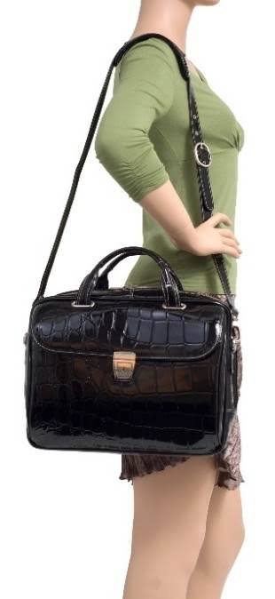 Black Leather Laptop Briefcase N4738