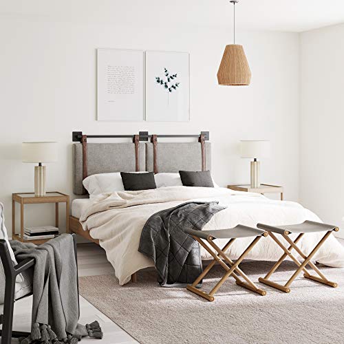 Queen Brown Faux Leather Wall Mount Hanging Headboard W248049