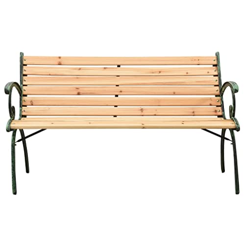 48.4" Cast Iron and Solid Firwood Patio Bench F96662