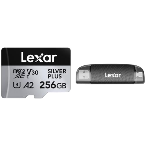 256GB (2-Pack) Professional Silver PLUS microSDXC Memory Card with SD Adapter, UHS-I, C10, U3, V30 T279218