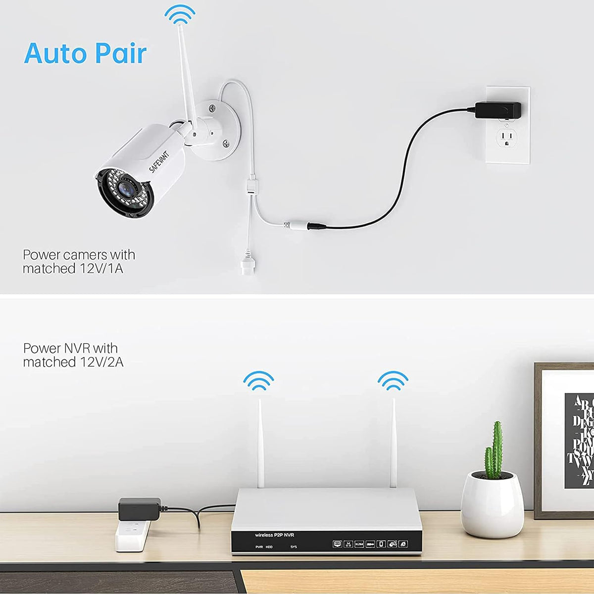 1080P Wireless Security Camera System 8 Channel 8PCS 2MP Night Vision H28740