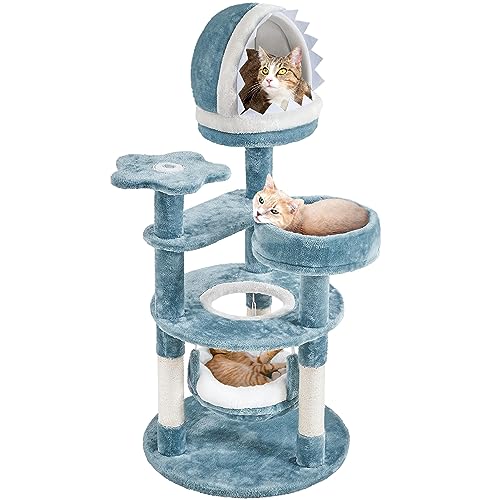 Ocean-Themed Cat Tree Multi-Level Cat Tower Plush Cat Furniture Q505570