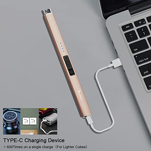 Electric Arc USB Rechargeable Lighter with Safety Lock (champagne Gold) E3283