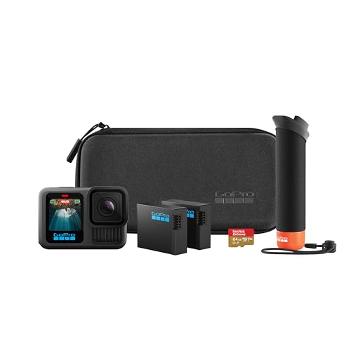 HERO13 Black Accessory Bundle with Handler, 2 Enduro Batteries, 2 Curved Adhesive Mounts, 64GB MicroSD Card, and Carrying Case Y2151