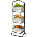 3-Tier Rigid Wire Market Fruit Basket Stand, Black P363316